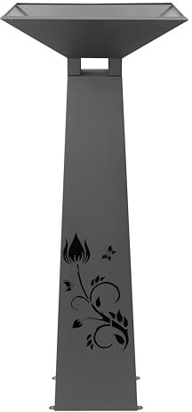 Blumensäule mit Schale Pflanzsäule als Moderne Gartendeko Anthrazit Höhe: 0,95m Pflanzschale