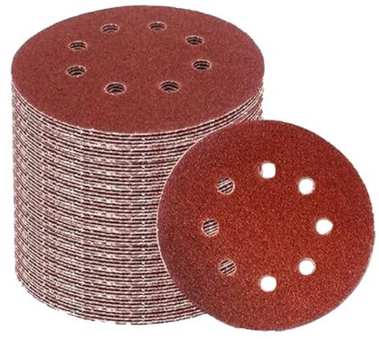 Papier abrasif 8 trous 125 mm Travail du bois Disque de ponçage en métal Outil de polissage abrasif grain 40/1000/2000 disques abrasifs, 50 pièces, grain 180