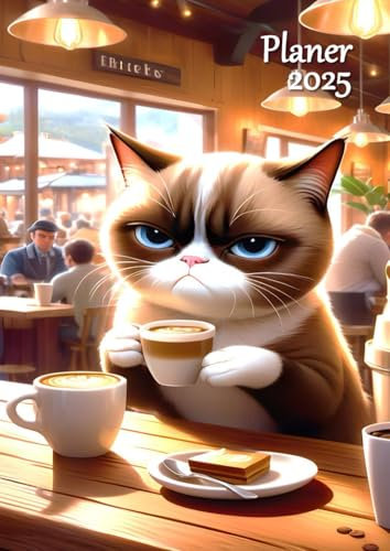 Taschenkalender 2025 DIN A6: Planer, Monats- und Wochenplaner, Terminkalender, Kleiner Wochenkalender, Handlicher Buchkalender & Mini Kalender für ... Männer, Jungen & Mädchen. Katze Lustig Tiere