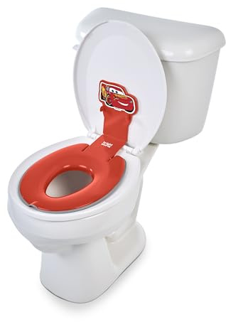 Bright Starts, Disney Baby Cars Lightning McQueen Adaptador WC Niños, Reductor WC Niños con Asas Antideslizantes, Fácil de Montar, Para Niños Desde 18 Meses, Rojo
