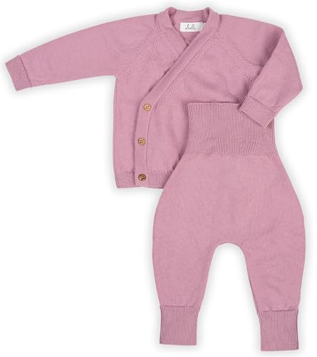 Livella | Conjunto de Bebé de 100% Lana Merino (Chaqueta y Pantalón) – Disponible en Crema o Rosa – Tallas 50-62 o 62-74 – Diseño Evolutivo, OEKO-TEX, Transpirable y Lavable