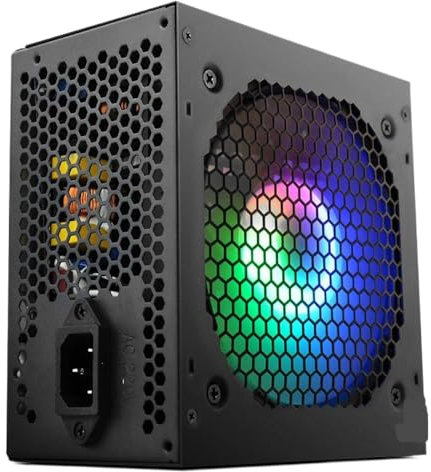600W ATX Power Supply Unit Black Desktop PSU With 120mm RGB Fan Compatible With 24pin 12V Systems Ideal Compatible with BTC