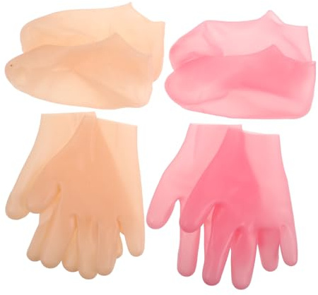 OATIPHO Silikon Fußmasken und Feuchtigkeitshandschuhe Satz Elastische Peeling Socken für Trockene Rissige Haut Sanftes Fuß und Handpeeling Feuchtigkeitsspendend Fußpflege für Zuhause
