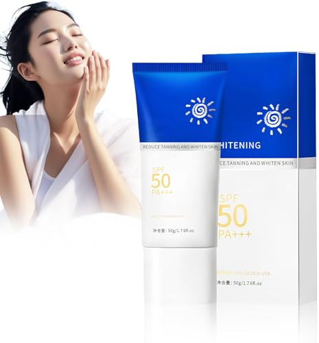 Crema solare per il viso SPF 50, schermo solare 50, per 48 h di idratazione, crema solare impermeabile, contro i raggi UVA/UVB, adatta per donna, estate, nuoto, campeggio, shopping 50 g (blu)