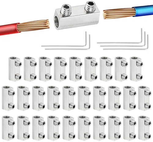 PATIKIL 30 Pezzi Morsetto Per Cavo In Filo D'acciaio M2.5 Argento | 2.7mm Foro, Con Fermo A Vite E Chiave, Morsetti Per Filo