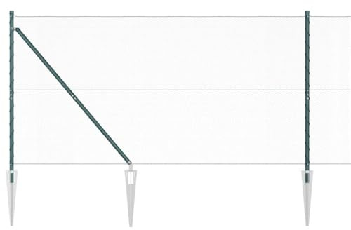 vidaXL Zaun mit Pfosten Grün 1,2 x 25 m PVC-beschichteter Stahl, Garten- und Terrassenteiler, robuster Zaun für draußen, perfekte Lösung für sichere Grenzen