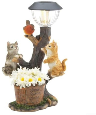 Lampe de jardin solaire d'extérieur avec adorable sculpture de chat pour une décoration améliorée