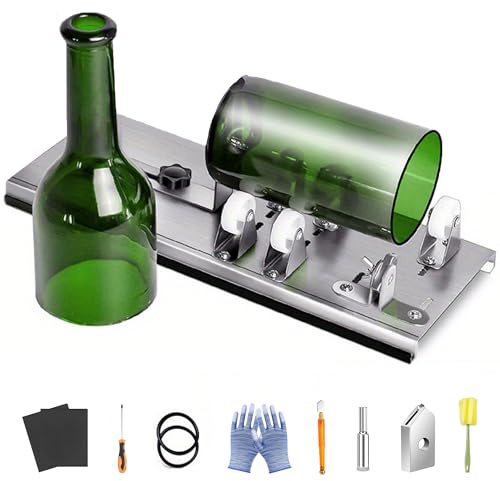 XSQD Kit Tagliavetro, Taglierina Per Tagliavetro Vetro Inossidabile, Strumenti Di Vetro Fai Da Te, Contenitore Per Piante, Kit Creazione Candelabri, Per Tagliare Birra, Champagne, Whisky e Bottiglie