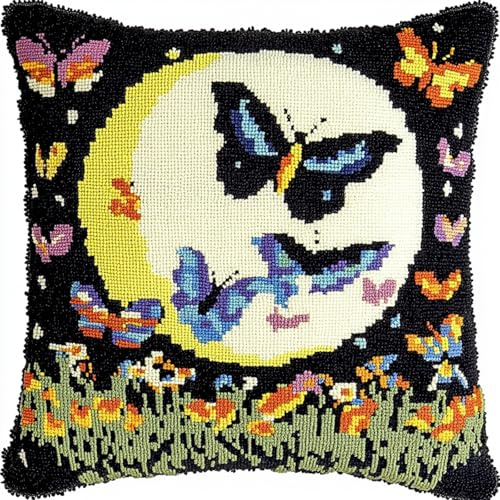 ANSIWEIGO Juego de cojines para adultos, cojín para anudar uno mismo, paquete de nudos, cojín decorativo, 43 x 43 cm, mariposas de luna