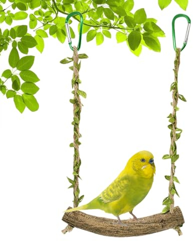 Altalena per uccelli per animali domestici, supporto per parrocchetto, 19 cm, giocattolo da masticare per arrampicarsi con corda in cotone e gancio per riposare e giocare in gabbia, accessorio per