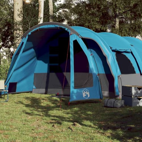 HaoChrymec Tunnel-Familienzelt für 8 Personen, Wasserdichtes Polyester, Mit E-Anschluss und Vorzelt, Tunnelzelt für Camping, Gartenzelt, Blau, 625 x 310 x 200/205 cm