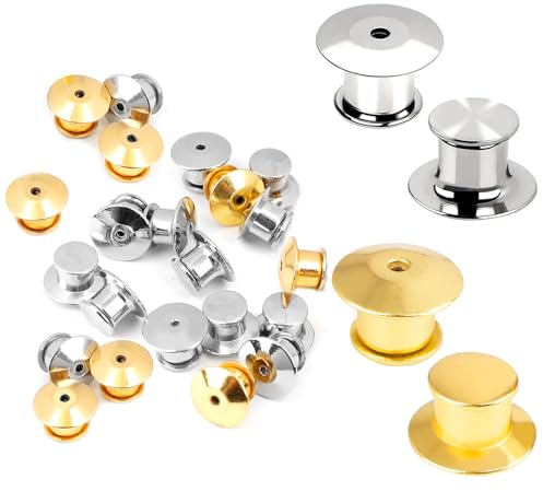 Verschlussstifte Metall Pin Keepers Rücken Lock Verschluss Brosche emaille verkleinern anstecker pins rückseite pin sicherheitsverschluss für Schmuck Namensschild Basteln DIY, Silber/Goldene-30 Stück