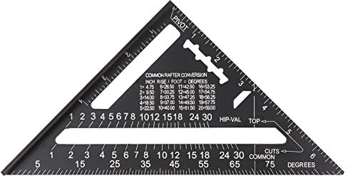 7 Pollici Rafter Quadrato In Lega di Alluminio Triangolo Metrico Scala Righello Goniometro Layout Gauge Alta Precisione Facile Leggere Strumento Lavorazione Del Legno Per Costruzione Framing