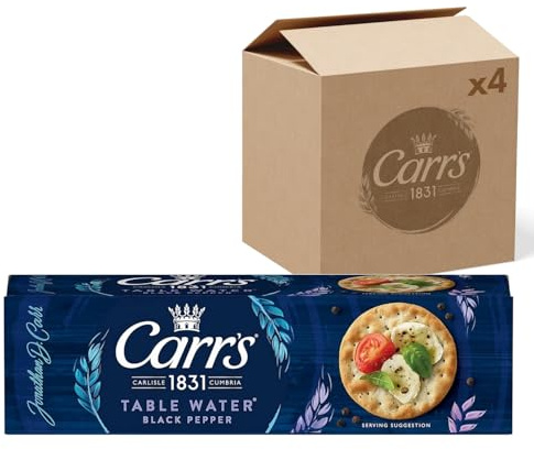 Carr's Table Water Cracked Black Pepper Crackers 125g (Pack of 4)