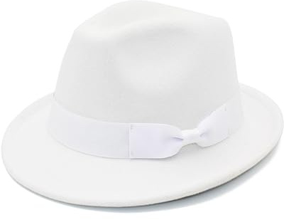 Gossifan Fedora Hats for Men Women 1920s Short Brim Felt Trilby Hat-White | Fedora for Men & Women, Breathable Sweatband, Adjustable Fit, Great for Daily Wear and Formal Occasions, Great Gift Idea