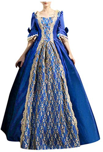 Générique Robe Victorienne du XVIIIe siècle, Robe de Bal Rococo médiévale de Vampire pour Bal masqué pour fête Carnaval Robe Bustier Taille Haute Vintage pour Femme, Dentelle à Volants