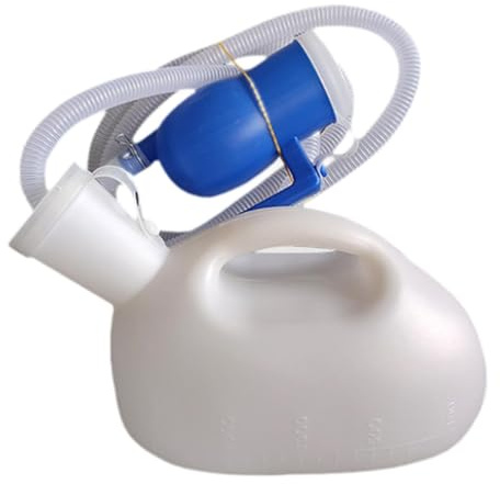 IOIUSKKU Bottiglia per orinatoio maschile riutilizzabile per pipì da 06 pollici Il tappo di tenuta del tubo previene gli odori durante la notte a letto , Bianco , Lunghezza del tubo 1.5 m