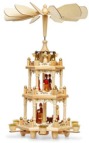 Sikora P3 Klassische Holz Weihnachtspyramide mit 3 Etagen
