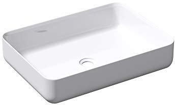 Sogood Lavabo Vasque à Poser Blanc 55cm Lave Mains en Fonte Minérale Rectangulaire Arrondi 55x40x13 cm Colossum 812