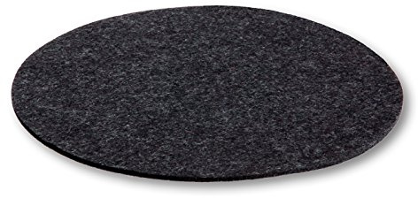 Filzbrand Filz Untersetzer rund 25 cm groß, 3mm stark, Deko Filzuntersetzer für Gläser, Vasen oder Teller, Designfilz aus 100% Wolle, Graphit – Made in Germany