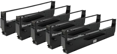 vhbw 5x Farbband Schriftband kompatibel mit Epson LQ850+ | LQ850, LQQ400+, LQ870, LX800, LX300, LX400 Nadeldrucker, Bondrucker - Schwarz
