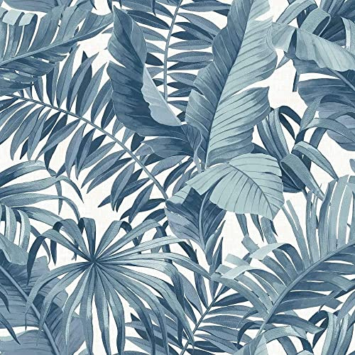 FD24133 Papier peint décoratif Motif feuilles tropicales Bleu