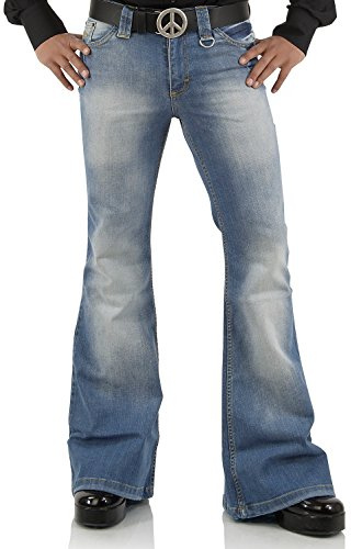 Comycom Jeans da uomo sbiaditi con colpi Star Blue azzurro 72 – Pantaloni jeans in stile vintage anni '70, Azzurro, 30W x 30L