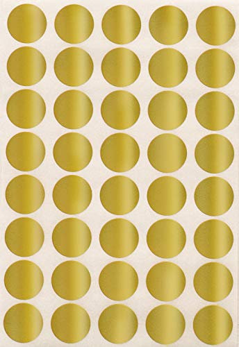Klebepunkte Metallic Gold 19 mm runde Sticker – 1,9 cm Etiketten 1000 Stück von Royal Green