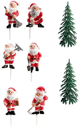 Générique - Dekora - Kit de Décoration de Gâteau avec Figurines de Noël - Sapins et Père Noël