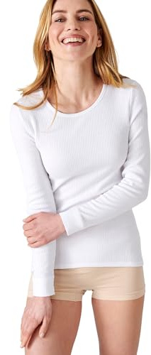 Damart Camiseta de Cuello Redondo, canalé Polar Thermolactyl, Calor Intense 4, Manga Larga Blanco S