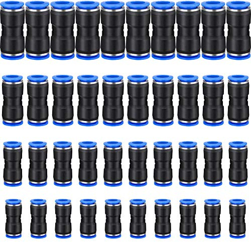 Honoson 40 Pieces Straight Push Connectors, Push To Connect Fittings Quick Release Pneumatic Connectors Air Line Fittings Connect Air Hose Fittings, 2 Way