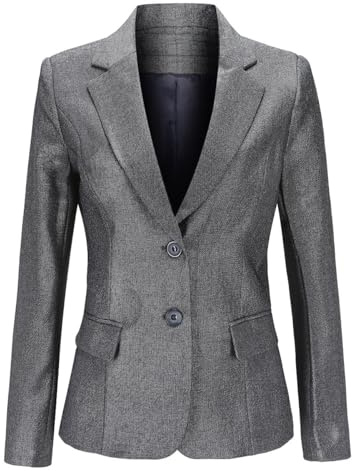 YYNUDA Chaqueta elegante de manga larga para mujer, informal, para el trabajo, formal, elegante y ajustada, gris, 44