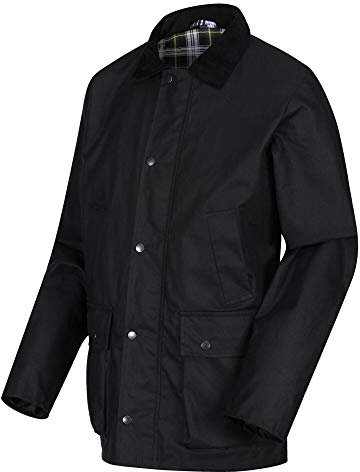 Regatta Men's Country Water Repellent Corduroy Collar Trim Wax Jacket, Black, XXXL, RMN161 80095