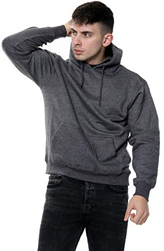 True Face Mens Hoodie Pullover Fleece Classic Hooded Top Plain Ribbed Cuff Long Sleeve Sweatshirt Pull Over Jumper Hoody Top