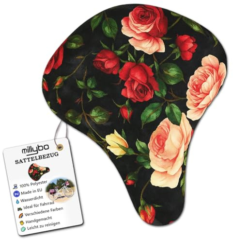 millybo Fahrradsattel Sattelbezug Fahrrad Sattelüberzug Sattel-Überzug Blumenmuster Blumen