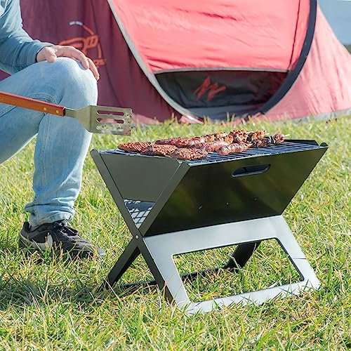 InnovaGoods® Barbecue portatile pieghevole per carbonella Foldyq, cucina i tuoi alimenti in modo tradizionale e salutare, materiale in acciaio, ideale per la casa e il giardino.