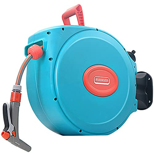JKGHK Wandmontierter Schlauchaufroller Schlauchbox, Versenkbare Gartenschlauchrolle, 180° Schwenkbar Ausgestattet Mit Einstellbarer Düse Und Systemteilen