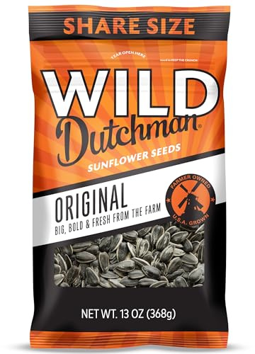 Wild Dutchman Roasted Sunflower Seeds in a Resealable Bag for Ultimate Freshness and an Easy Pour Snack, Salted Original Flavor, 13 oz (Pack of 3)