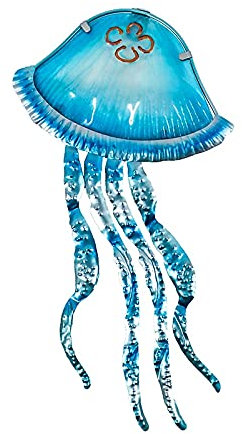 ZLASS Skulptur Dekoration Metall Qualle Wall Decor mit Glas Hausgarten Dekoration und Miniaturen Gartenstatuen Outdoor Garden Ornamente Gartenskulptur Ornamente (Color : Jellyfish)
