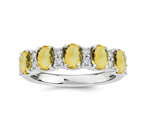 JewelryGift Choose Your Color Gemstone 925 Sterling-Silver Solitaire Eternity Promise Band Ring Beautiful Chakra Healing Birthstone Bridal Wedding Jewelry for Women Girls Rings Size : H to Z
