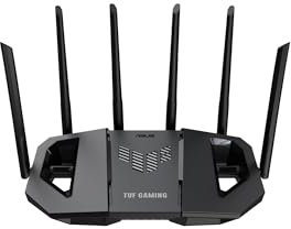 ASUS TUF Gaming BE6500 Dual Band WiFi 7 Router, WiFi 7 802.11be, 2.5Gbps port, Mobile Game Mode, Mesh WiFisupport, Gear Accelerator, Adaptive QoS, Port Forwarding, Mobile Tethering