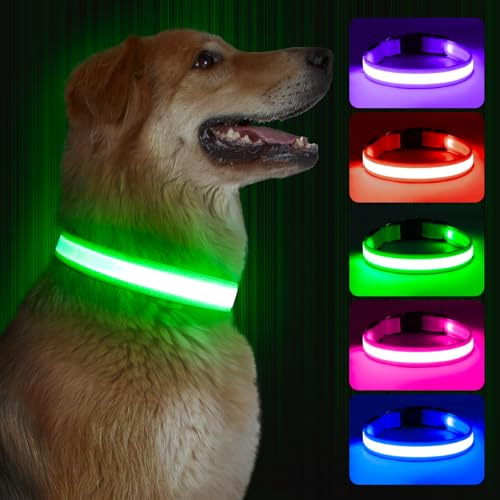 Kpuplol Leuchthalsband Hund, Wiederaufladbar Leuchtend LED Halsband | Hundehalsband Leuchtend für Hunde Einstellbare Größe, 3 Beleuchtungsmodi für Kleine Mittlere Große Hunde