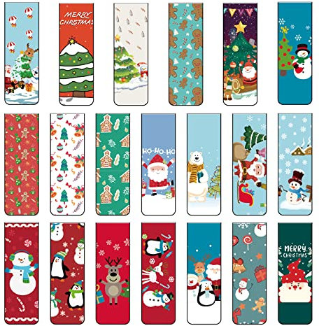 DAOUZL Weihnachten Lesezeichen, 40 Stück Magnetlesezeichen, Kinder, Magnet Magnetische , Clips, Seitenmarker Clips für Schule Zuhause Büro