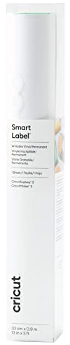 Cricut Smart Label Beschreibbares Vinyl - Permanent, Selbstklebend, 0,9 m - Für Explore 3 und Maker 3 2009445 - Weiß