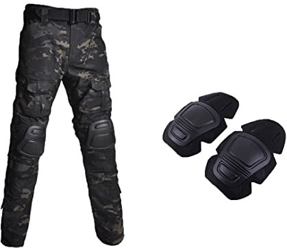 Suwequest Taktische Anzüge Outdoor-Paintball-Kleidung Militäruniform Tactical Combat Camouflage Shirts oder Cargo-Hosen Black camo S-(50-60KG)