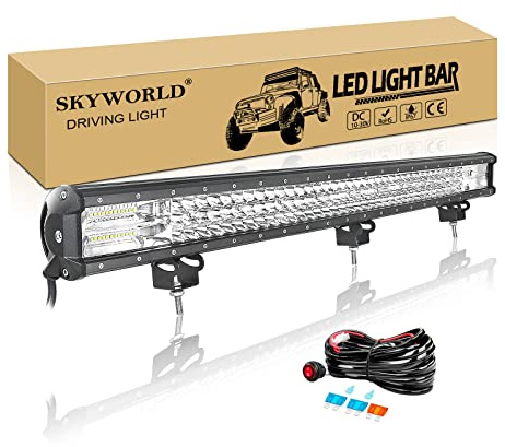 SKYWORLD Led Arbeitsscheinwerfer Bar mit 12V Kabelbaum, 34 Zoll 86 cm 468W | Spot Flutlicht Kombination, Wasserdicht Led bar Offroad Lichtbalken Arbeit Licht Bar für 4x4 Auto SUV UTV ATV KFZ LKW Traktor