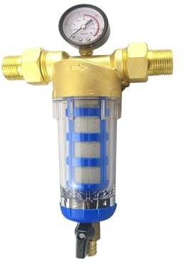IGTOPS Spin Down - Filtro acqua per sedimenti con manometro, prefiltro per filtro sedimenti, tubo dell'acqua da pozzo (3/4)