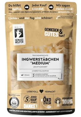 Bremer Gewürzhandel Ingwerstäbchen medium, kandiert, mild im Geschmack, leckerer Snack, 3 x 200g
