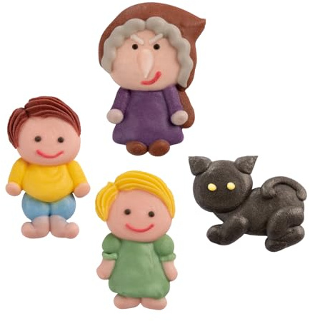 Günthart 60 Stück Zucker Hexengruppe, flach, 15 Sets, zum Dekorieren von Torten und anderem Gebäck, mit unterschiedlichen Motiven, essbar
