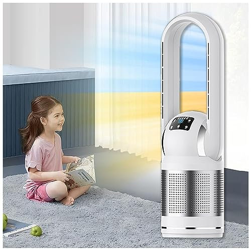 JUNZAI Ventilador torre Con Control Remoto Pantalla Led Ventilador torre 3 Modos 8 Velocidades Ventilador de Pie Silencioso Oscilación 80° Temporizador 8H